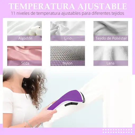Plancha Vertical 1950W 2 L con Temperatura Ajustable en 11 Niveles Morado HOMCOM