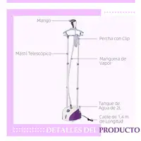 Plancha Vertical 1950W 2 L con Temperatura Ajustable en 11 Niveles Morado HOMCOM Plancha Vertical 1950W 2 L con Temperatura Ajustable en 11 Niveles Morado HOMCOM