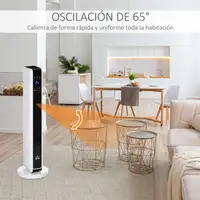 Calefactor Cerámico de Torre 1100/2200W con Mando para 25 m² Blanco HOMCOM