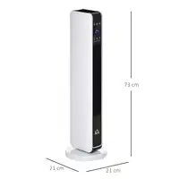 Calefactor Cerámico de Torre 1100/2200W con Mando para 25 m² Blanco HOMCOM