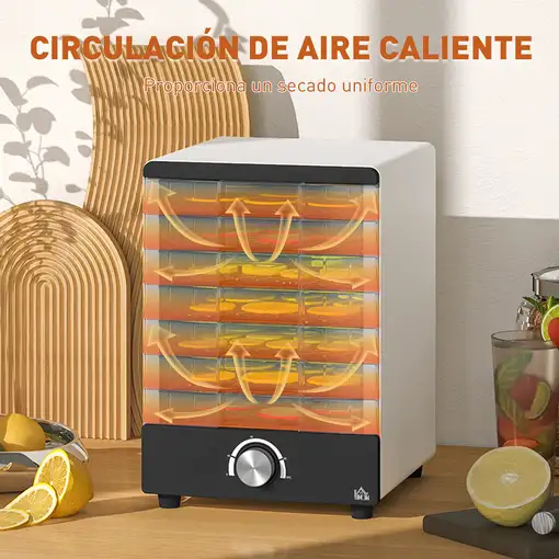 Deshidratador de Alimentos 350W con 7 Bandejas Temperatura Ajustable HOMCOM