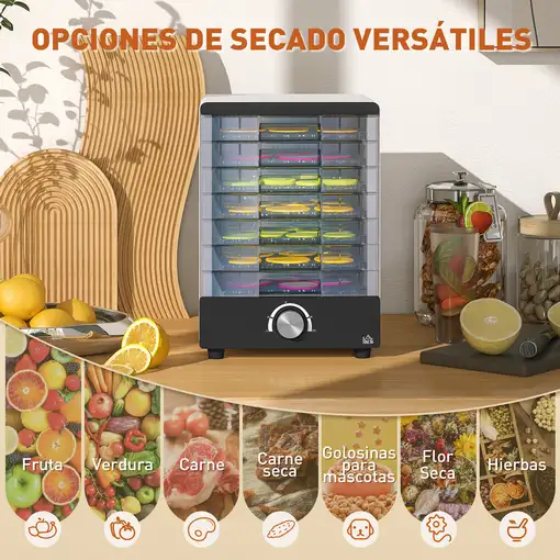 Deshidratador de Alimentos 350W con 7 Bandejas Temperatura Ajustable HOMCOM