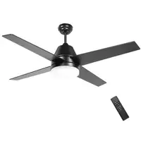 Ventilador de Techo con Luz 46W Ø129 cm Motor DC con 4 Aspas Negro HOMCOM