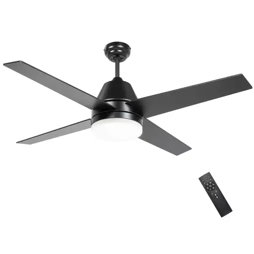 Ventilador de Techo con Luz 46W Ø129 cm Motor DC con 4 Aspas Negro HOMCOM Ventilador de Techo con Luz 46W Ø129 cm Motor DC con 4 Aspas Negro HOMCOM