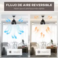 Ventilador de Techo con Luz 46W Ø129 cm Motor DC con 4 Aspas Negro HOMCOM