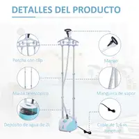 Plancha de Vapor Vertical 1950W Depósito 2L Temperatura Ajustable HOMCOM Plancha de Vapor Vertical 1950W Depósito 2L Temperatura Ajustable HOMCOM