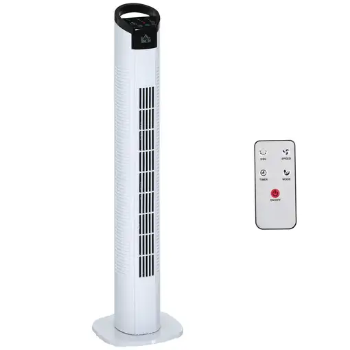 Ventilador de Torre 50W con Mando a Distancia Ø20x78,5 cm Blanco HOMCOM