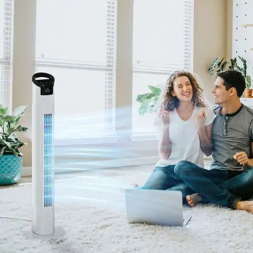 Ventilador de Torre 50W con Mando a Distancia Ø20x78,5 cm Blanco HOMCOM