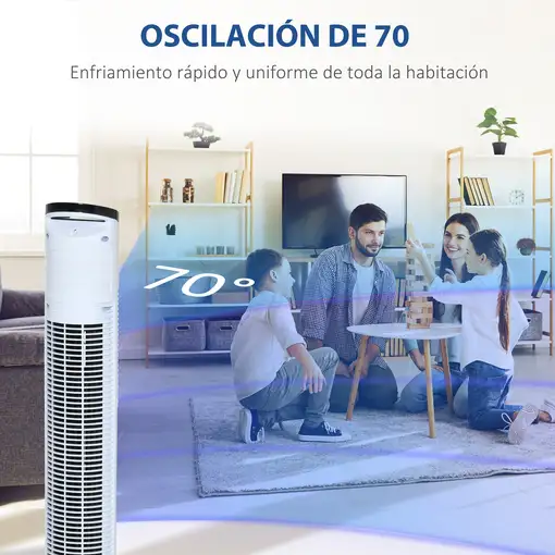 Ventilador de Torre 50W con Mando a Distancia Ø20x78,5 cm Blanco HOMCOM