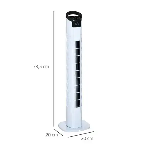 Ventilador de Torre 50W con Mando a Distancia Ø20x78,5 cm Blanco HOMCOM