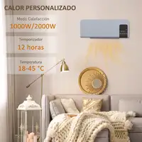 Calefactor Eléctrico de Pared 1000W/2000W Control Remoto 54,5x12x21,5 cm HOMCOM