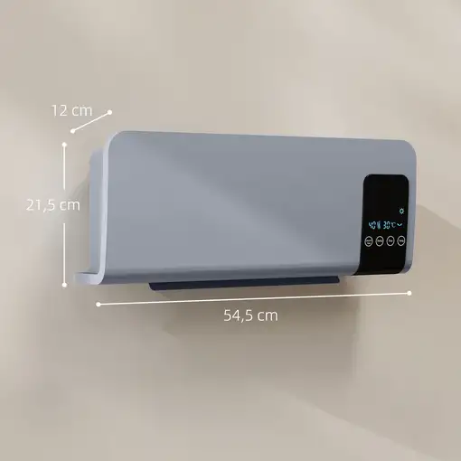 Calefactor Eléctrico de Pared 1000W/2000W Control Remoto 54,5x12x21,5 cm HOMCOM