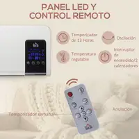 Calefactor Eléctrico de Pared 1000W/2000W Control Remoto 54,5x12x21,5 cm HOMCOM