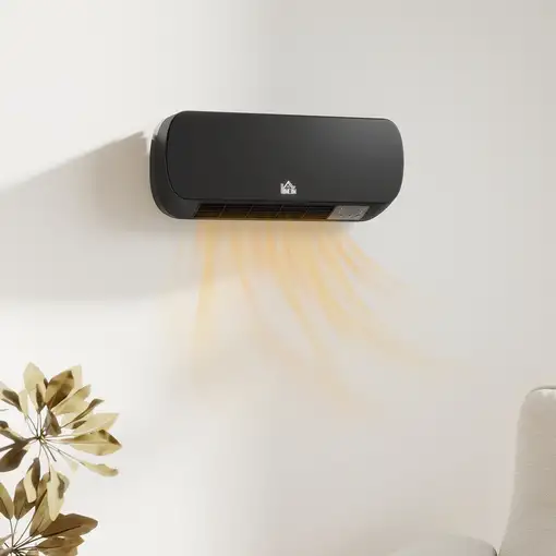 Calefactor Eléctrico de Pared 1000W/2000W Control Remoto 45x18,6x11,5 cm HOMCOM