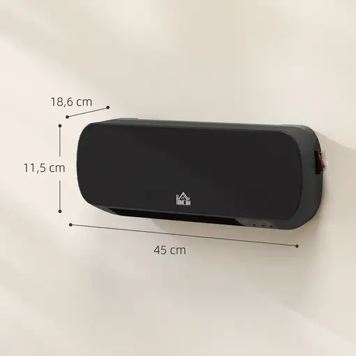 Calefactor Eléctrico de Pared 1000W/2000W Control Remoto 45x18,6x11,5 cm HOMCOM