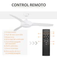 Ventilador de Techo Ø132 cm con Luz LED Mando y 3 Aspas Reversibles HOMCOM