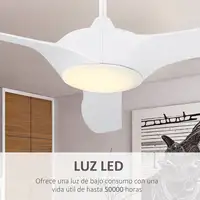 Ventilador de Techo Ø132 cm con Luz LED Mando y 3 Aspas Reversibles HOMCOM
