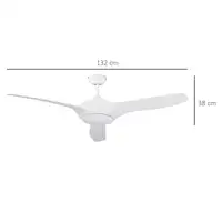 Ventilador de Techo Ø132 cm con Luz LED Mando y 3 Aspas Reversibles HOMCOM