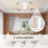 Ventilador de Techo 48W con Luz LED Mando a Distancia y 3 Aspas de Madera HOMCOM Ventilador de Techo 48W con Luz LED Mando a Distancia y 3 Aspas de Madera HOMCOM