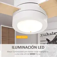 Ventilador de Techo 48W con Luz LED Mando a Distancia y 3 Aspas de Madera HOMCOM Ventilador de Techo 48W con Luz LED Mando a Distancia y 3 Aspas de Madera HOMCOM