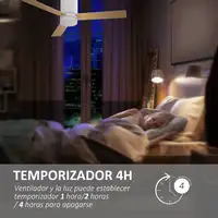 Ventilador de Techo 48W con Luz LED Mando a Distancia y 3 Aspas de Madera HOMCOM Ventilador de Techo 48W con Luz LED Mando a Distancia y 3 Aspas de Madera HOMCOM
