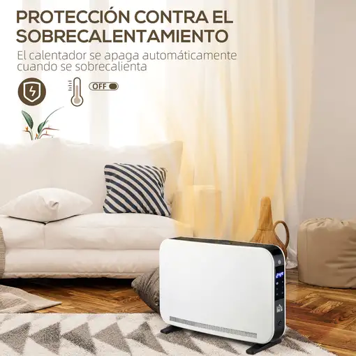 Calefactor Eléctrico 1830-2180W con 3 Modos de Calefacción Blanco HOMCOM