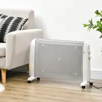 Calefactor Eléctrico 1000W/2000W Radiador de Mica con 4 Ruedas 79x27x54cm HOMCOM