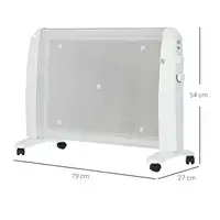 Calefactor Eléctrico 1000W/2000W Radiador de Mica con 4 Ruedas 79x27x54cm HOMCOM