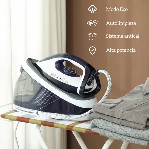 Centro de Planchado 2600W 100 g/min 8 Bares Función ECO Azul HOMCOM