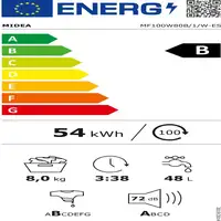 Lavadora blanca de 8 kg, 1400 rpm, MF100W80B/1/W-ES MIDEA