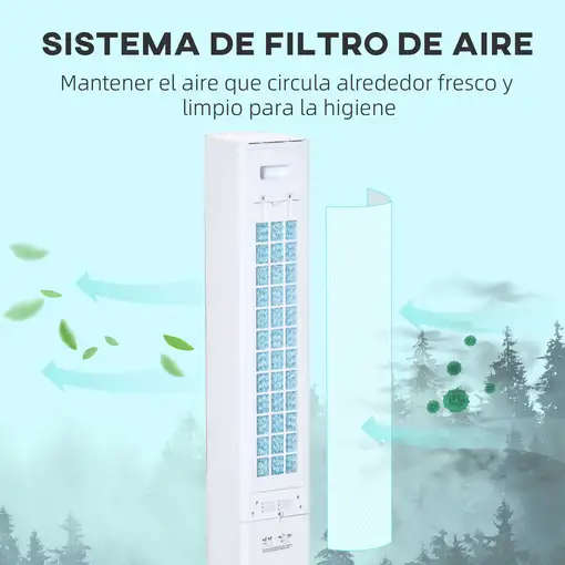 Enfriador de Aire Oscilante con Control Remoto Pantalla LED 3 Velocidades HOMCOM