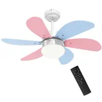 Ventilador de Techo con Luz 34W Ø82,5 cm Motor DC con 6 Aspas Multicolor HOMCOM Ventilador de Techo con Luz 34W Ø82,5 cm Motor DC con 6 Aspas Multicolor HOMCOM