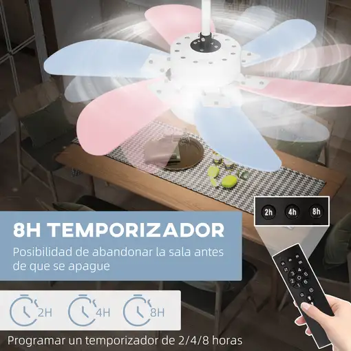 Ventilador de Techo con Luz 34W Ø82,5 cm Motor DC con 6 Aspas Multicolor HOMCOM