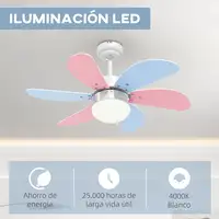 Ventilador de Techo con Luz 34W Ø82,5 cm Motor DC con 6 Aspas Multicolor HOMCOM Ventilador de Techo con Luz 34W Ø82,5 cm Motor DC con 6 Aspas Multicolor HOMCOM