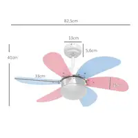 Ventilador de Techo con Luz 34W Ø82,5 cm Motor DC con 6 Aspas Multicolor HOMCOM Ventilador de Techo con Luz 34W Ø82,5 cm Motor DC con 6 Aspas Multicolor HOMCOM