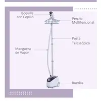Plancha de Vapor Temperatura Ajustable 11 Niveles Depósito 1.8L 1950W HOMCOM Plancha de Vapor Temperatura Ajustable 11 Niveles Depósito 1.8L 1950W HOMCOM