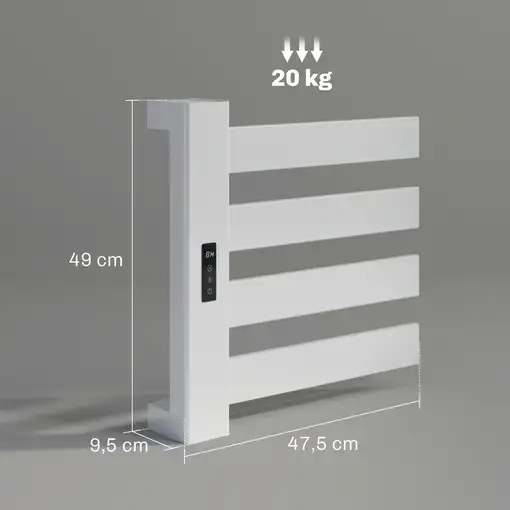 Toallero Eléctrico de Pared 130W con Control WIFI Blanco HOMCOM