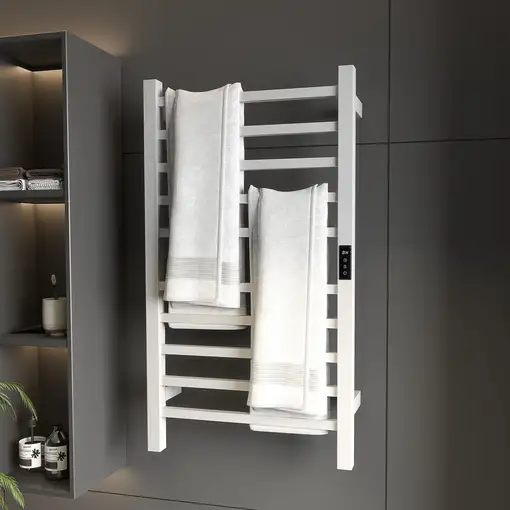 Toallero Eléctrico de Pared 110W con Control WIFI Temporizador Blanco HOMCOM