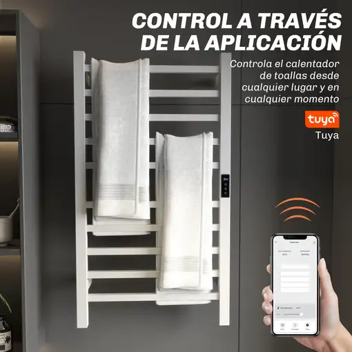 Toallero Eléctrico de Pared 110W con Control WIFI Temporizador Blanco HOMCOM