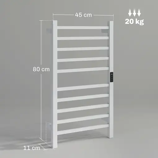 Toallero Eléctrico de Pared 110W con Control WIFI Temporizador Blanco HOMCOM