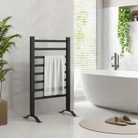 Toallero Eléctrico de Pared o Suelo con 8 Barras 53x35x90 cm Negro HOMCOM