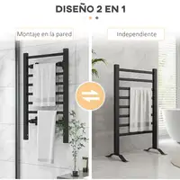 Toallero Eléctrico de Pared o Suelo con 8 Barras 53x35x90 cm Negro HOMCOM