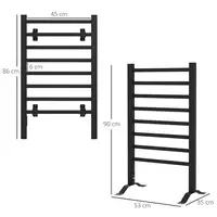 Toallero Eléctrico de Pared o Suelo con 8 Barras 53x35x90 cm Negro HOMCOM