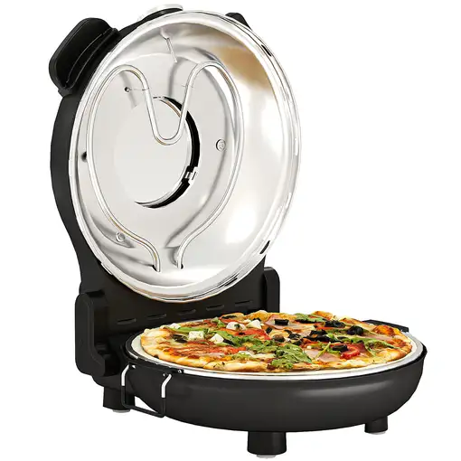 Horno para Pizza en 5 Minutos 1200W Temporizador 15min Negro HOMCOM