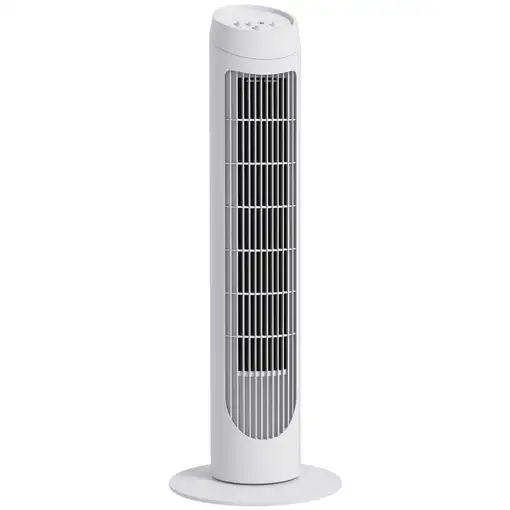 Ventilador de Torre 45W con 3 Velocidades Oscilación 70° Ø27x75 cm Blanco HOMCOM