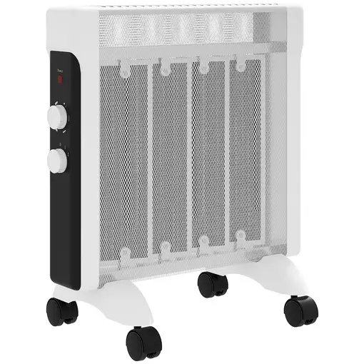 Radiador Eléctrico bajo Consumo 2000 W con Ruedas Panel Calefactor Blanco HOMCOM Radiador Eléctrico bajo Consumo 2000 W con Ruedas Panel Calefactor Blanco HOMCOM