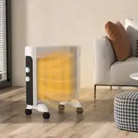 Radiador Eléctrico bajo Consumo 2000 W con Ruedas Panel Calefactor Blanco HOMCOM