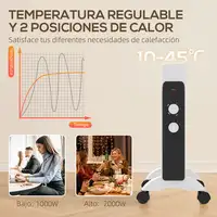 Radiador Eléctrico bajo Consumo 2000 W con Ruedas Panel Calefactor Blanco HOMCOM