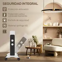 Radiador Eléctrico bajo Consumo 2000 W con Ruedas Panel Calefactor Blanco HOMCOM