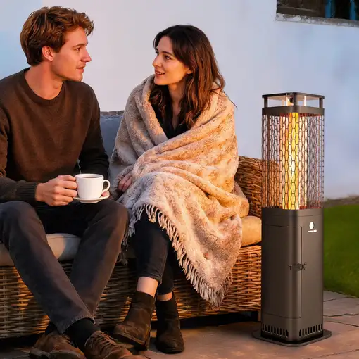 Estufa de Pellets 6.86 KW sin Electricidad con Tubo de Vidrio Negro Outsunny